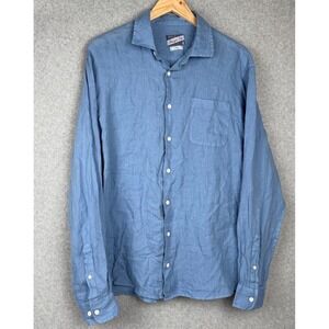 Johnnie-O Hangin Out Felix Linen Shirt Blue Large Tide (Read desc)
